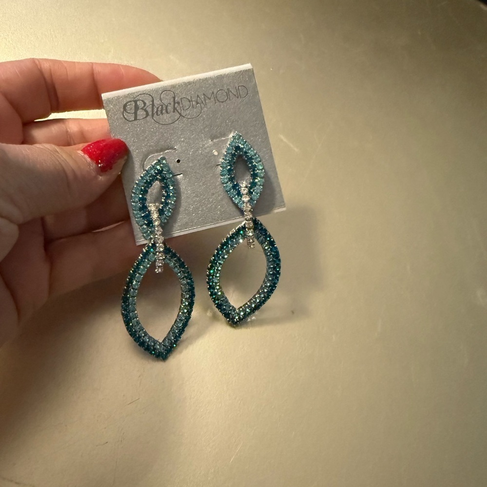 Black Diamond Elegant Blue and Silver Drop Earrings - Picture 3 of 3